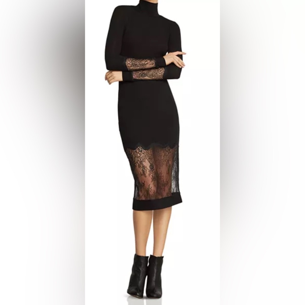 BCBGMAXAZRIA
Lace-Inset Turtleneck Dress